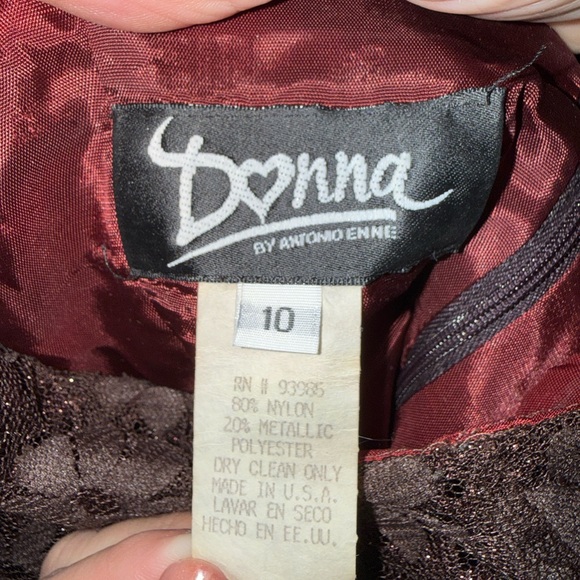 Elegant Brown Lace Dress by Donna - Picture 3 of 5